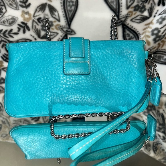 Coach Women’s Leather Buckle Flap Wristlet, Blue - Picture 9 of 16